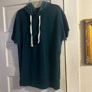 Zara Man cut off sleeve hoodie teal S/M